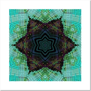 Weave Mandala Green Blue and Purple Posters and Art